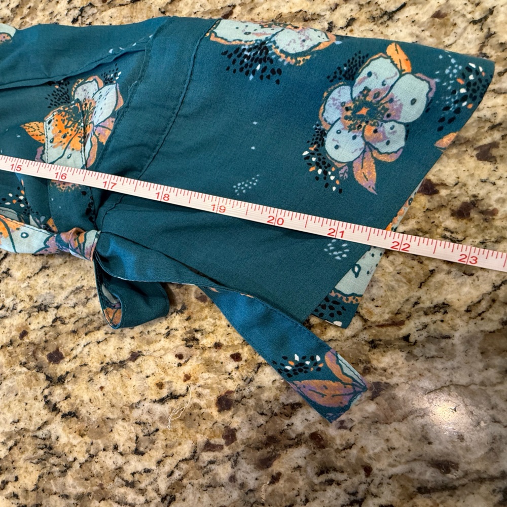 Free People teal floral boho top dolman long sleeve SZ XS - Picture 12 of 14